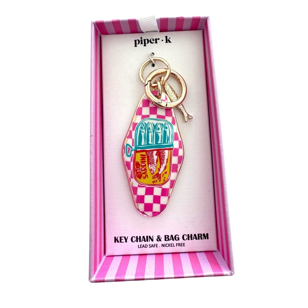 Piper K Sardine Key Chain Bag Charm Whimsical Retro Motel Style